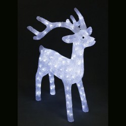 Елен бял, акрилна фигура - 128 бели LED лампички - Декорации