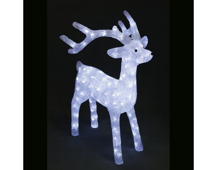 Елен бял, акрилна фигура - 128 бели LED лампички