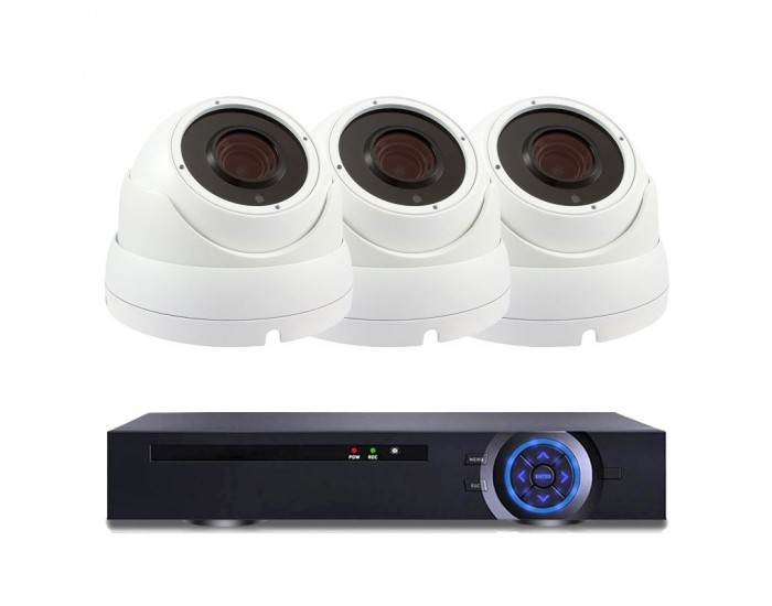 Комплект за видеонаблюдение с 3 Full HD куполни IP PoE камери и NVR