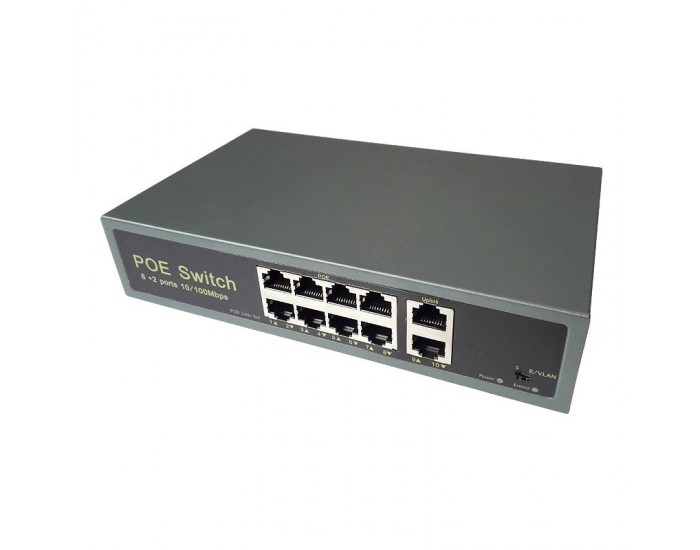 PoE суич - 8 PoE порта +2 Up link 10/100Mbps