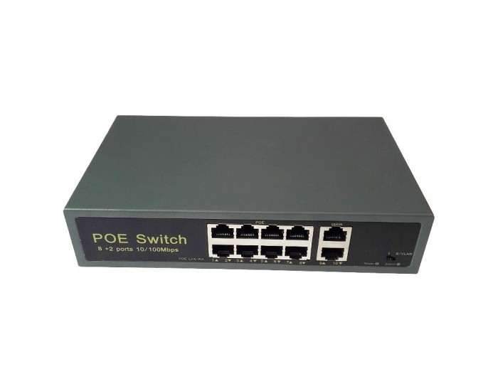 PoE суич - 8 PoE порта +2 Up link 10/100Mbps
