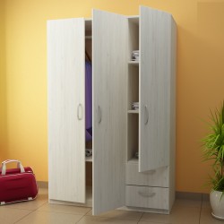 Трикрилен гардероб G 12-dst, бял дъб - Спалня