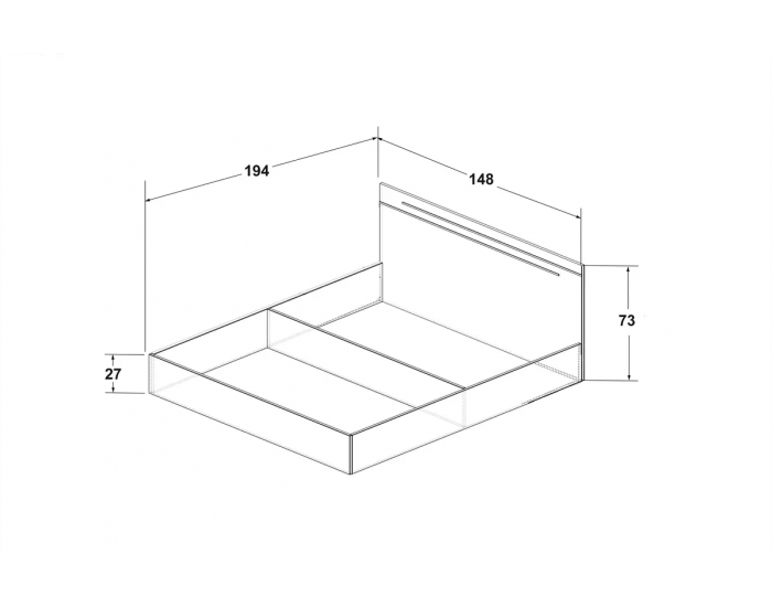 Спалня за матрак 144/190 Kiara-dst, бял дъб