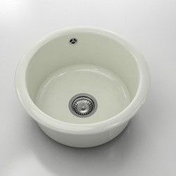 Кръгла мивка Classic 206, Polymer marble, 02 Полярен гранит , с включен сифон - FAT