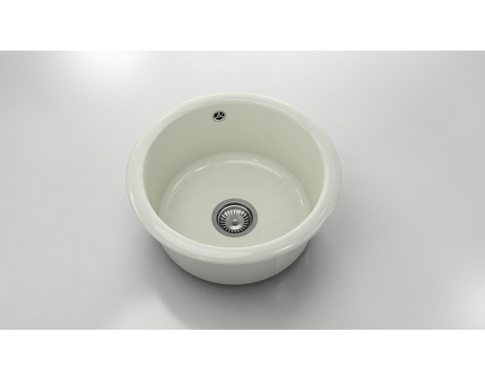 Кръгла мивка Classic 206, Polymer marble, 02 Полярен гранит , с включен сифон