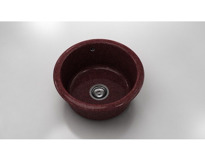 Кръгла мивка Classic 206, Granicite, 100 Bordo, с включен сифон