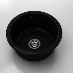 Кръгла мивка Classic 206, Polymer marble, 12 Черен гранит , с включен сифон - Мивки