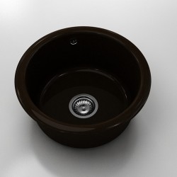 Кръгла мивка Classic 206, Polymer marble, 18 Тъмно венге , с включен сифон - Мивки