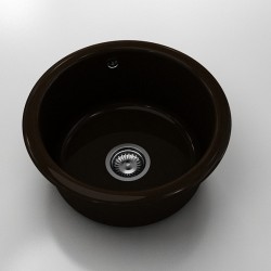 Кръгла мивка Classic 206, Polymer marble, 18 Тъмно венге , с включен сифон - FAT