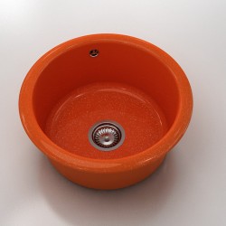 Кръгла мивка Classic 206, Polymer marble, 19 Сребрист оранж , с включен сифон - Мивки