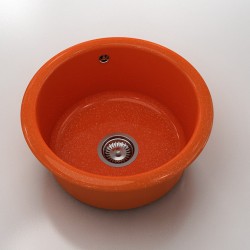 Кръгла мивка Classic 206, Polymer marble, 19 Сребрист оранж , с включен сифон - FAT