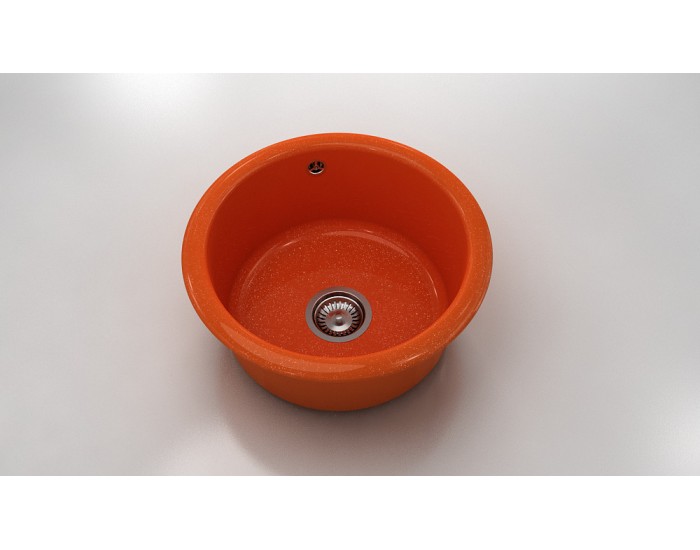Кръгла мивка Classic 206, Polymer marble, 19 Сребрист оранж , с включен сифон