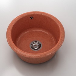 Кръгла мивка Classic 206, Granicite, 239 Dark selmon,  с включен сифон - Мивки