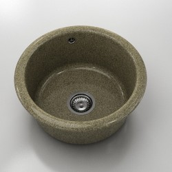 Кръгла мивка Classic 206, Granicite, 330 Walnut Toffee, с включен сифон - Мивки