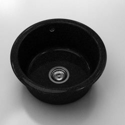 Кръгла мивка Classic 206, Granicite, 422 Galaxy Black, с включен сифон - Мивки