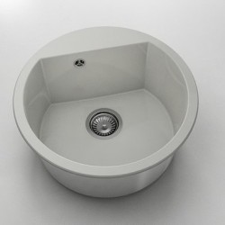 Кръгла мивка Vanguard 223, Polymer marble, 02 Полярен гранит , с включен сифон - Мивки
