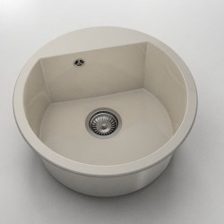 Кръгла мивка Vanguard 223, Polymer marble, 03 Жасмин , с включен сифон - Мивки
