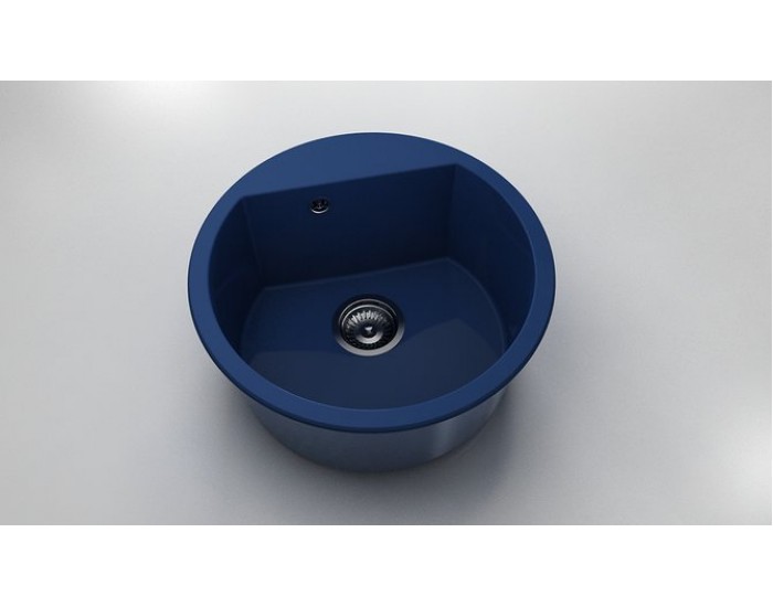 Кръгла мивка Vanguard 223, Polymer marble, 10 Син гранит , с включен сифон