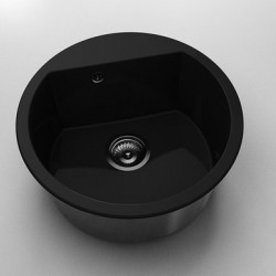 Кръгла мивка Vanguard 223, Polymer marble, 12 Черен гранит , с включен сифон - Мивки