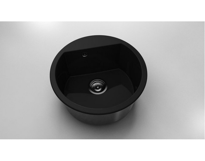 Кръгла мивка Vanguard 223, Polymer marble, 12 Черен гранит , с включен сифон