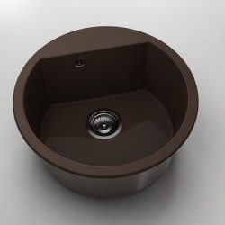 Кръгла мивка Vanguard 223, Polymer marble, 18 Тъмно венге , с включен сифон - Мивки