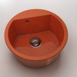 Кръгла мивка Vanguard 223, Polymer marble, 19 Сребрист оранж , с включен сифон - Мивки