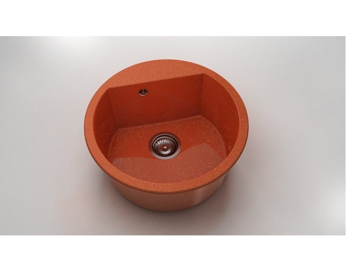 Кръгла мивка Vanguard 223, Polymer marble, 19 Сребрист оранж , с включен сифон