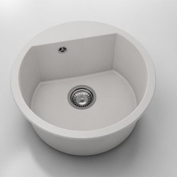 Кръгла мивка Vanguard 223, Fat Granite, 1001 бял, с включен сифон  - FAT