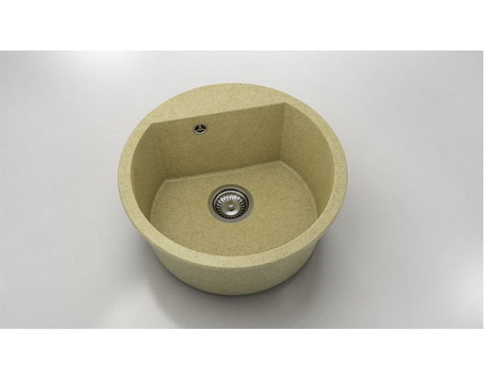 Кръгла мивка Vanguard 223, Granicite, 879 Cocoa cream, с включен сифон