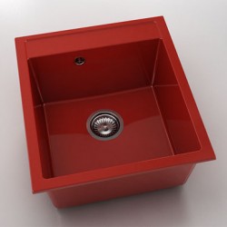 Мивка Vanguard 224, Polymer marble, 14 Рубинено червено, с включен сифон - FAT