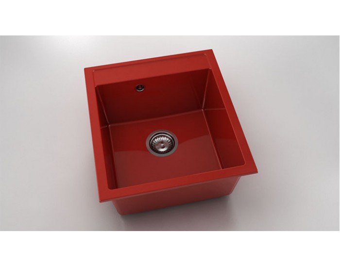 Мивка Vanguard 224, Polymer marble, 14 Рубинено червено, с включен сифон