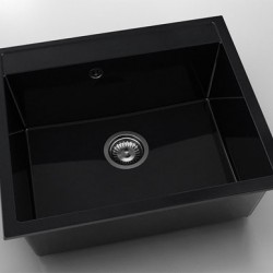 Мивка Vanguard 227, Polymer marble, 12 Черен гранит, с включен сифон - FAT