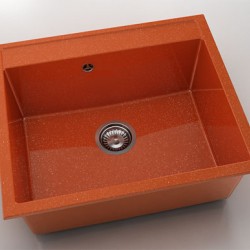 Мивка Vanguard 227, Polymer marble, 19 Сребрист оранж, с включен сифон - FAT