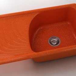  Mивка Classic 203, Polymer Marble, 19 Сребрист оранж, с включен сифон  - Мивки
