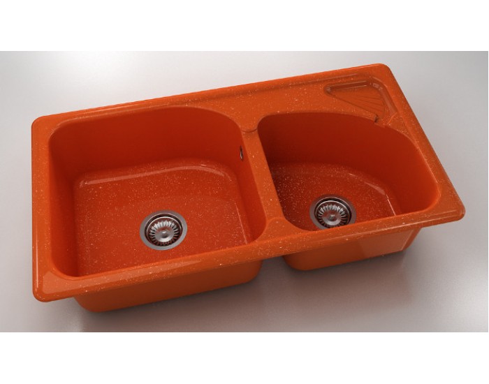 Mивка Classic 204, Polymer marble, 19 Сребрист оранж, с включен сифон