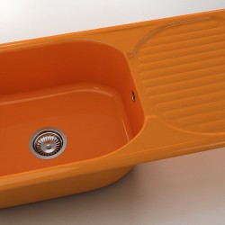 Mивка Classic 212, Polymer Marble, 16 Оранж, с включен сифон  - Кухня
