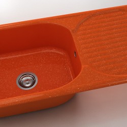  Mивка Classic 212, Polymer Marble, 19 Сребрист оранж, с включен сифон  - Кухня