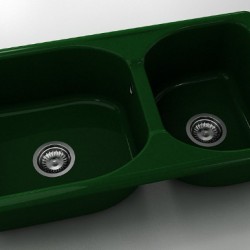  Mивка Classic 213, Polymer marble, 09 Зелен гранит, с включен сифон  - Кухня