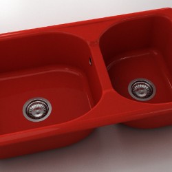  Mивка Classic 213, Polymer marble, 14 Рубинено червено, с включен сифон  - Кухня