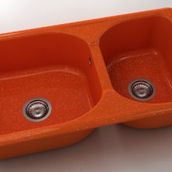  Mивка Classic 213, Polymer marble, 19 Сребрист оранж, с включен сифон  - FAT