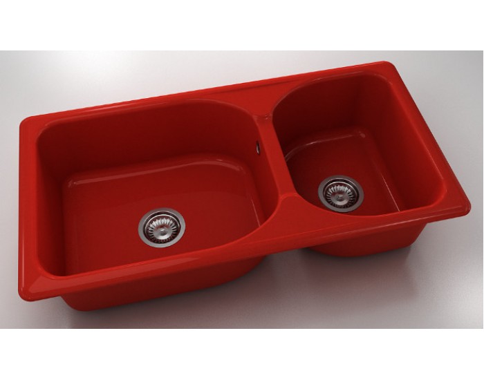 Mивка Classic 214, Polymer marble, 14 Рубинено червено, с включен сифон