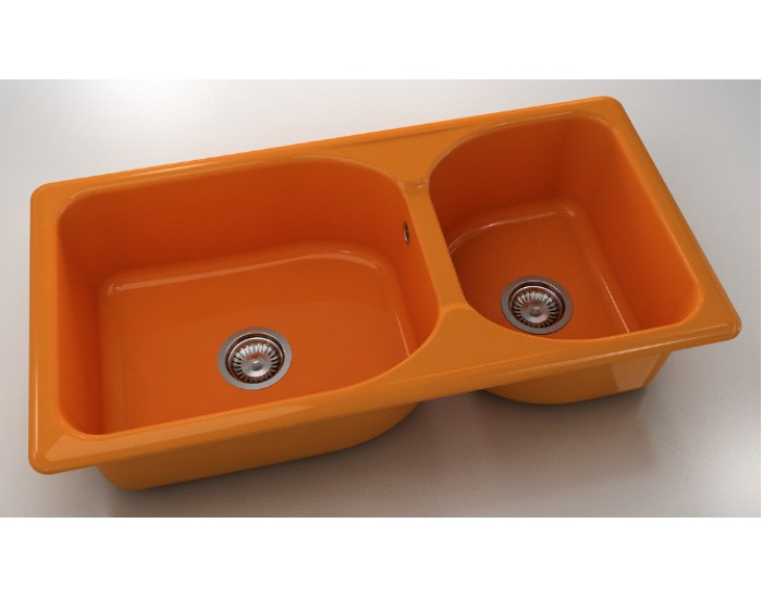 Mивка Classic 214, Polymer marble, 16 Оранж, с включен сифон