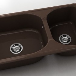  Mивка Classic 214, Polymer marble, 18 Тъмно венге, с включен сифон  - Кухня