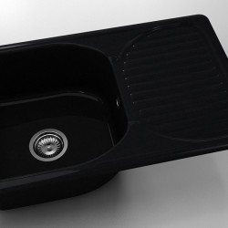  Mивка Classic 215, Polymer Marble, 12 Черен гранит, с включен сифон  - Кухня