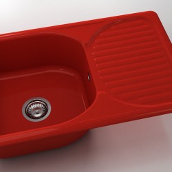  Mивка Classic 215, Polymer Marble, 14 Рубинено червено, с включен сифон  - Кухня