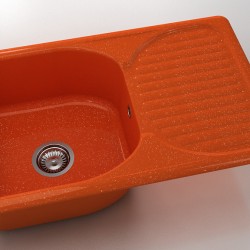  Mивка Classic 215, Polymer Marble, 19 Сребрист оранж, с включен сифон  - Мивки