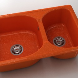  Mивка Classic 216, Polymer marble, 19 Сребрист оранж, с включен сифон  - Кухня