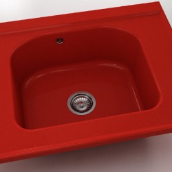  Mивка Classic 218, Polymer marble, 14 Рубинено червено, с включен сифон  - Кухня