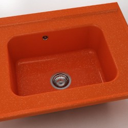  Mивка Classic 219, Polymer marble, 19 Сребрист оранж, с включен сифон  - Мивки