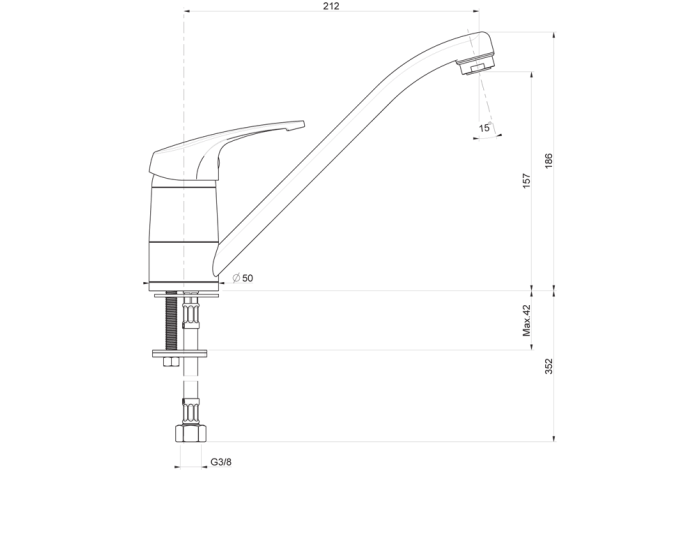 Смесител за кухня-стоящ Impact 08905, Fat Granite, 1007 Тъмносив